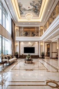 奢华大气双层挑高客厅空间