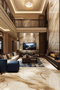 奢华大气的双层客厅空间