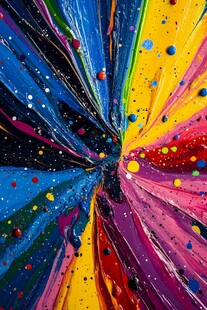 缤纷炫彩的颜料喷溅艺术