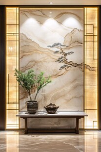 中式山水玄关装饰景观