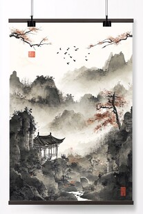 水墨山水间的中式诗意风景