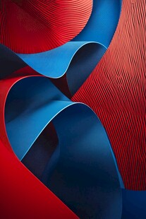 红蓝交织的立体艺术造型