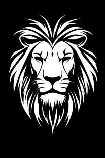 简约黑白狮子头部图