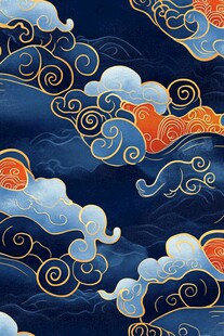 中式云纹海浪传统图案