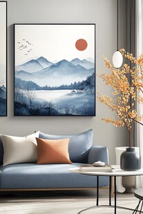 中式客厅山水挂画装饰美