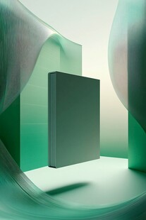 悬浮绿盒的创意空间场景