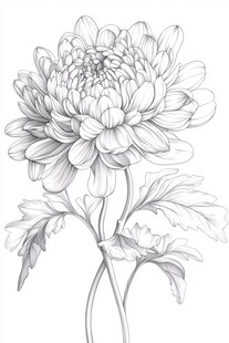 手绘菊花线稿图