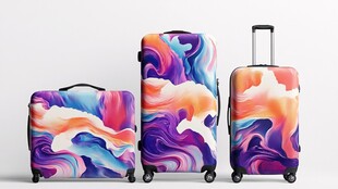 多彩抽象图案旅行箱套装