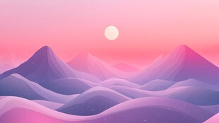 日落山峦梦幻风景图