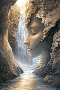 梦幻人脸瀑布奇幻景象