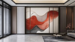 现代客厅 艺术墙饰与简约风