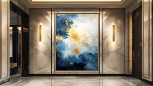 豪华门厅中的抽象艺术挂画