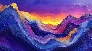 梦幻绚丽的多彩山峦景观