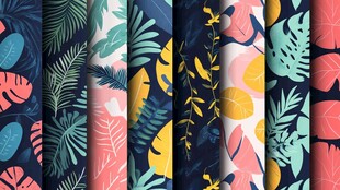 热带植物风格图案集合