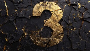 金色裂纹数字3艺术画面