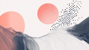 抽象线条与圆形构成艺术画面