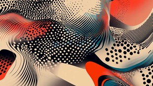 抽象动感波点几何艺术图案