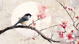 枝头春鸟赏繁花