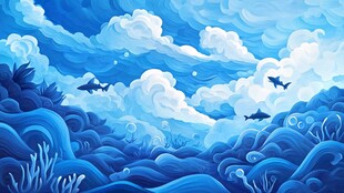 梦幻蓝色海底世界景象