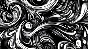 黑白流体艺术抽象图案