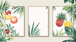 热带水果装饰画三联图