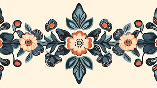 复古花卉图案装饰花边