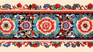 中式传统花卉纹精美边饰