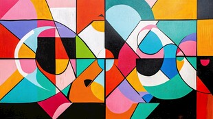 多彩几何抽象艺术画作