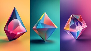 炫彩几何立体图形组合