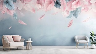 梦幻羽毛墙饰的温馨空间