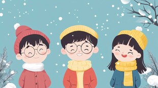 冬日里欢乐的三个小伙伴