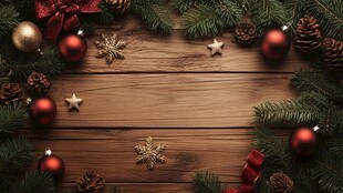 圣诞装饰装点木质背景