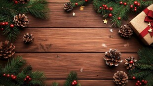 圣诞装饰装点木质背景