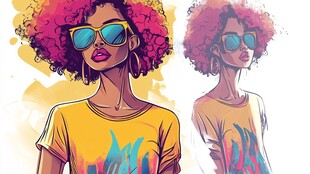 时尚卷发女孩插画形象