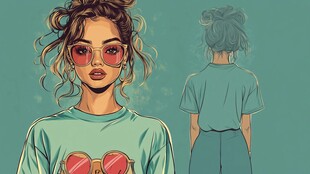 时尚卷发女孩的个性穿搭