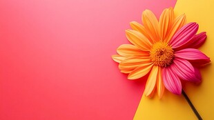 双色背景上的绚丽多彩花朵