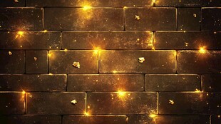 金色闪耀砖墙背景图