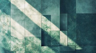 光影下的绿色瓷砖纹理