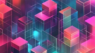 炫彩立体方块几何背景图