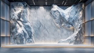 大理石山水背景室内空间