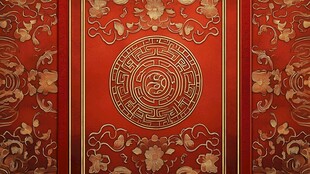 中式红金传统花纹背景图