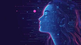 科技感女性侧脸数字幻象