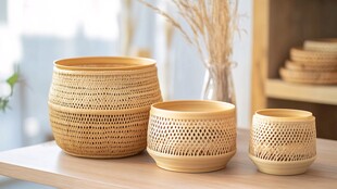 精致竹编容器 尽显自然质感