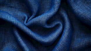 蓝色褶皱织物纹理特写