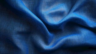 蓝色丝绸布料纹理特写