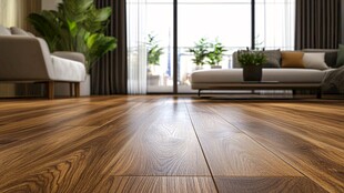 现代客厅木地板与绿植景致