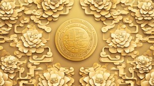 中式金雕牡丹福字背景图