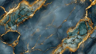 深邃蓝金大理石纹理图案