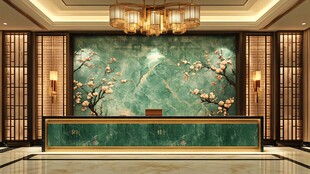 中式奢华酒店大堂接待台