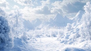 冬日雪境山林梦幻美景